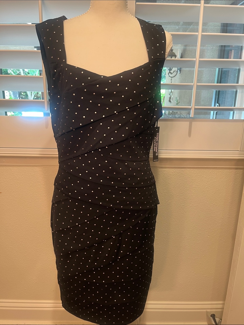White House Black Market Black Polka Dot Midi Dress